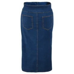 Plus Size Women Denim Button Fake Pocket Skirt -Plus Size Dresses Shop 943f4503ec681285