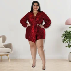 Plus Size Women's Sequin Cargo Rompers -Plus Size Dresses Shop 9448b83fd0c21248
