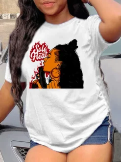 Plus Size Women's Top Cartoon Printing T-shirt