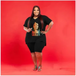 Ladies Fashion V Neck Plus Size 5x Solid Color Casual Set -Plus Size Dresses Shop 94c7de47de837783