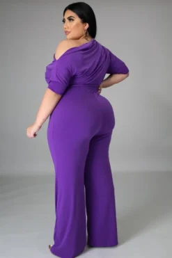 Summer Plus Size Purple Slash Shoulder Formal Jumpsuit -Plus Size Dresses Shop 951e1d53d36befd5