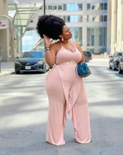 Plus Size Women's Solid Color Sexy Sling Ruffle Drape Jumpsuit -Plus Size Dresses Shop 95a0f3e5bfbcd064