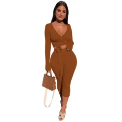 Autumn And Winter Plus Size Women's Solid Color Long Sleeve 7-Point Pants Sexy Casual Two Piece Set 31 Autumn And Winter Plus Size Women's Solid Color Long Sleeve 7-Point Pants Sexy Casual Two Piece Set -Plus Size Dresses Shop 95b52ca118489dbf