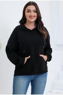 Plus Size Autumn And Winter Long Sleeve Solid Loose Fleece Hoodies -Plus Size Dresses Shop 95eb77af4dea9a42