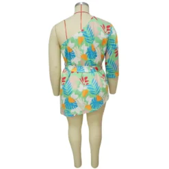 Summer Printed Plus Size Ladies One Shoulder Long Sleeve Lace Up Top -Plus Size Dresses Shop 9659eb0a7c9ec13c