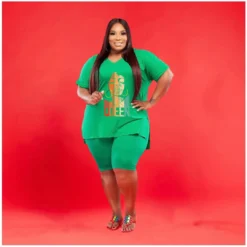 Ladies Fashion V Neck Plus Size 5x Solid Color Casual Set -Plus Size Dresses Shop 96924d4dd21ae85f