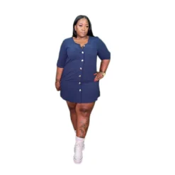 Plus Size Women Solid Loose Pocket Dress -Plus Size Dresses Shop 970e33795d6646cc