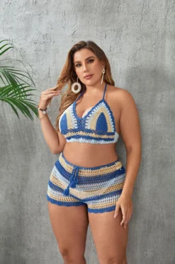 Plus Size Women Cutout Lace-Up Two Pieces Swimwear -Plus Size Dresses Shop 97439fd48290f057