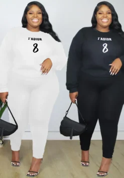 Plus Size Women's Solid Color Print Plus Size Two Piece Set -Plus Size Dresses Shop 976d5923da468d6c