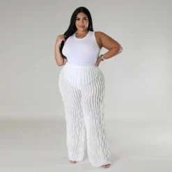 Plus Size Women's Wavy Straight Leg Pant Sheer Sexy Pants -Plus Size Dresses Shop 977137c853c7850b