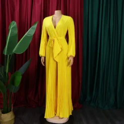 Summer V-Neck Sexy Lace-Up Pleated Wide Leg Plus Size Jumpsuit -Plus Size Dresses Shop 97ad527fffe8e004