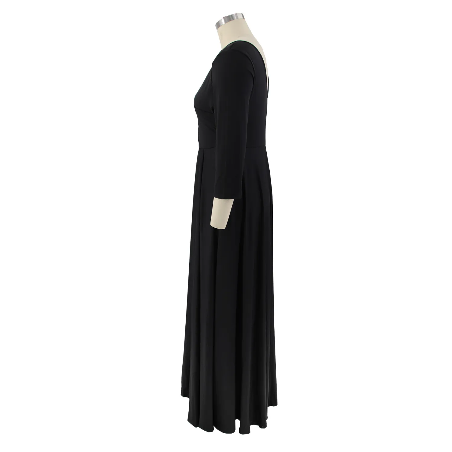 Plus Size Women's Solid Color V-Neck Sexy Long Dress 11 Plus Size Women's Solid Color V-Neck Sexy Long Dress - Image 9