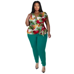 Ladies Printed V-Neck Top And Pant Casual Two-Piece Set 23 Ladies Printed V-Neck Top And Pant Casual Two-Piece Set -Plus Size Dresses Shop 980aef07d0b1a2a8