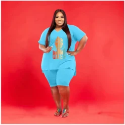 Ladies Fashion V Neck Plus Size 5x Solid Color Casual Set -Plus Size Dresses Shop 9854ce9160cfbdf7