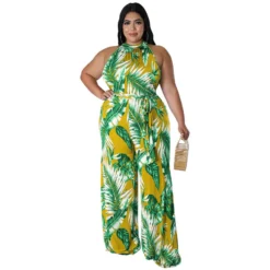 Plus Size Women Holidays Casual Print Sleeveless Jumpsuit -Plus Size Dresses Shop 98a206ea9746cedf