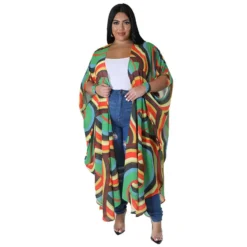 Plus Size Women's Fashion Printed Chiffon Cape Shirt -Plus Size Dresses Shop 98f643b5970bc6d8