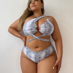 Plus Size Women Bikini Sexy Snake Print Two-piece Swimsuit -Plus Size Dresses Shop 990a2269fd057631