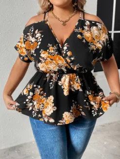 Spring Summer V Neck Slim Waist Short Sleeve Women Plus Size Top -Plus Size Dresses Shop 9a0df5435ef6e1f1
