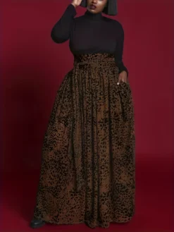 Women's Versatile Printed Loose Plus Size Long Skirt -Plus Size Dresses Shop 9ae4b850488d6d91