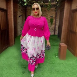 Plus Size African Women Chic Top+ Printed Pleated Skirt Two-piece Set -Plus Size Dresses Shop 9af4e287862361c9