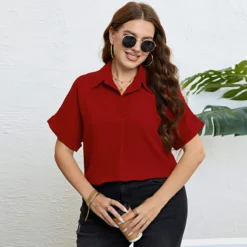 Women Summer Polo Collar Shirt -Plus Size Dresses Shop 9b1238d9cccada97