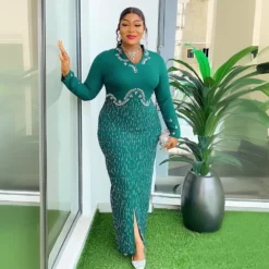 Africa Plus Size Women's Beaded V-Neck Bodycon Chic Elegant Dress 31 Africa Plus Size Women's Beaded V-Neck Bodycon Chic Elegant Dress -Plus Size Dresses Shop 9b22d1048f74b0c2