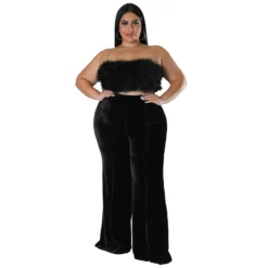 Plus Size Women Winter High Waist Velvet Bootcut Pants -Plus Size Dresses Shop 9b61f60a2956946d