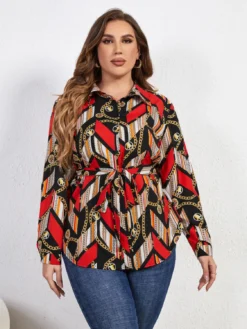 Women Loose Long Sleeve Printed Shirt -Plus Size Dresses Shop 9c0a12fe8600956d