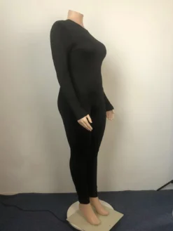 Plus Size Women Solid Round Neck Jumpsuit -Plus Size Dresses Shop 9c73da6c193a6f09