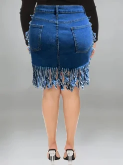 Summer Plus Size Stretch Tassel Skirt -Plus Size Dresses Shop 9cf0b4bb65ef7485