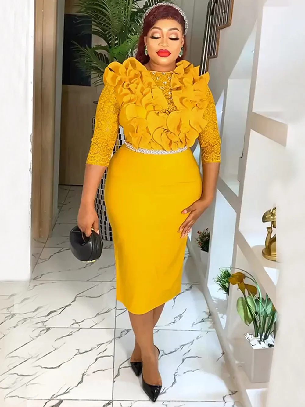 Plus Size African Women Clothing Career Bodycon Dress 15 Plus Size African Women Clothing Career Bodycon Dress - Image 13