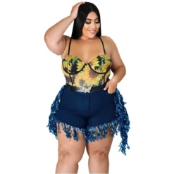 Plus Size Women's Sexy Fringe Denim Shorts -Plus Size Dresses Shop 9dd212e2bcc8069d