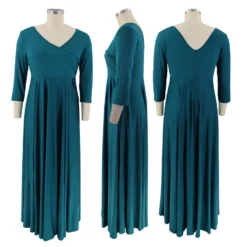 Plus Size Women's Solid Color V-Neck Sexy Long Dress 37 Plus Size Women's Solid Color V-Neck Sexy Long Dress -Plus Size Dresses Shop 9de15300d171f70e