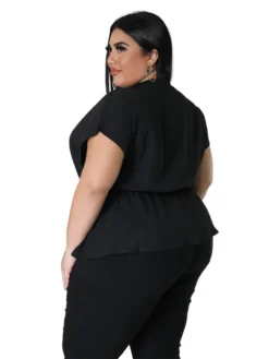 Plus Size Women Solid Belt Short Sleeve Shirt -Plus Size Dresses Shop 9f4763c1d8f73370