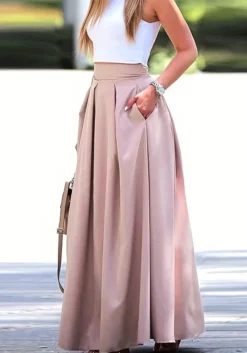 Plus Size Women Solid Casual Loose Skirt -Plus Size Dresses Shop 9f6d68deaecd1774