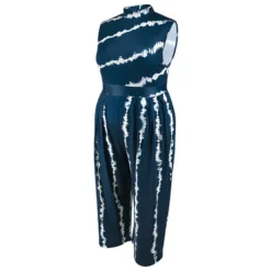 Plus Size Women Sleeveless Stand Collar Jumpsuit