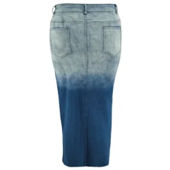 Plus Size Women Gradient Slit Denim Skirt -Plus Size Dresses Shop a04d226721d4dc5e