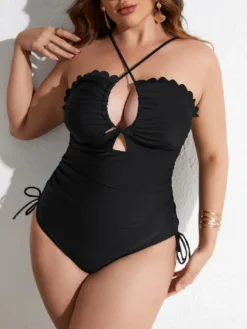 Sexy Solid Color Straps Plus Size One Piece Swimsuit -Plus Size Dresses Shop a09cf1dcd12b0207