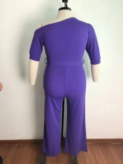 Summer Plus Size Purple Slash Shoulder Formal Jumpsuit -Plus Size Dresses Shop a0a59434a760624f