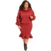 Fashion Casual Sport Mermaid Fall Winter Hoodies Skirt Set Plus Size