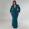 Fall Fashion Plus Size Women's Sexy Nightclub Dress Irregular V-Neck Dress