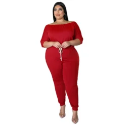 Short Sleeve Jumpsuit Women's Drawstring High Waist Slim Fit One-Piece Solid Track Pants -Plus Size Dresses Shop a2817478db77582f