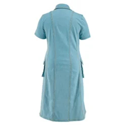 Plus Size Women's Turndown Collar Short Sleeve Button Fashion Denim Dress -Plus Size Dresses Shop a2aa706438cf7ffa