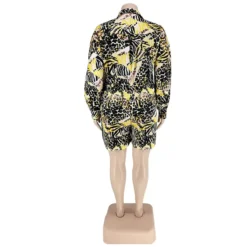 Plus Size Women Clothes Summer Print Long Sleeve Turndown Collar Short Jumpsuit -Plus Size Dresses Shop a2ddc1b3f0e84fa5