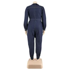 Fall Plus Size Women's Wash Denim Long Jumpsuit -Plus Size Dresses Shop a327fac283ef5349