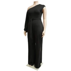 Fall Plus Size Women'S Slash Shoulder Single Sleeve Wide Leg Jumpsuit With Belt -Plus Size Dresses Shop a37b1a5f023dbe61