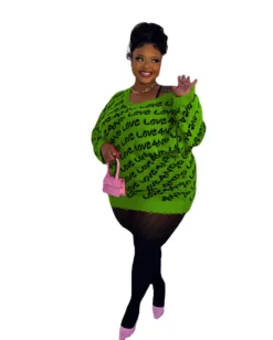 Plus Plus Size Women's Knitting Letter Ripped Sweater Maxi Sweater -Plus Size Dresses Shop a449d55c9f6cae88