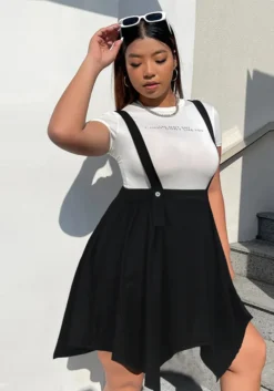 Women Spring Summer Chic Fresh And Simple Style Irregular Hem Suspender Skirt Plus Size Skirt -Plus Size Dresses Shop a49e7ac1487fc0c2