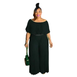 Women'S Fashion Off Shoulder Pleated Loose Slim Waist Jumpsuit -Plus Size Dresses Shop a4a2408cb4847ac0