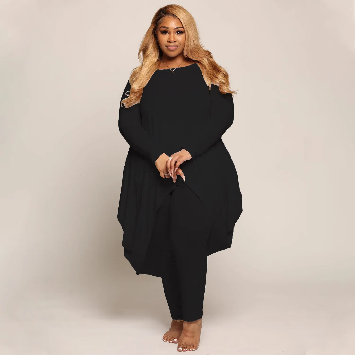 Women Fall/Winter Casual Irregular Long Sleeve Top+ Pants Two Piece Set 5 Women Fall/Winter Casual Irregular Long Sleeve Top+ Pants Two Piece Set - Image 3